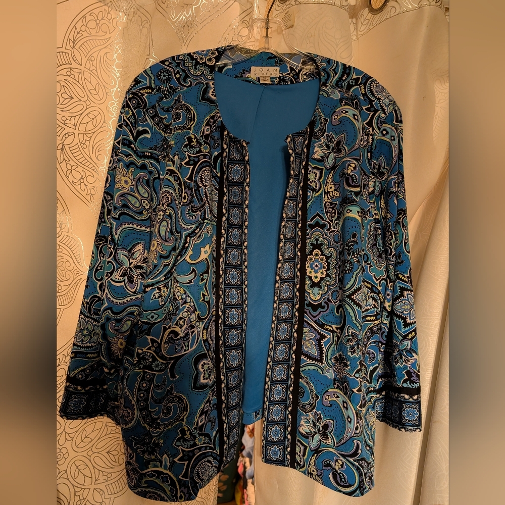 Vintage Joan Rivers Jacket, Blue mix, size ex large